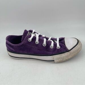 Converse Girls Chuck Taylor All Star-SZ 13C -Purple Velvet Oxford Shoes Sneakers